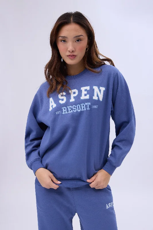 AERO Crew Neck Oversized Sweatshirt Hoodie with Distressed Vintage Worn