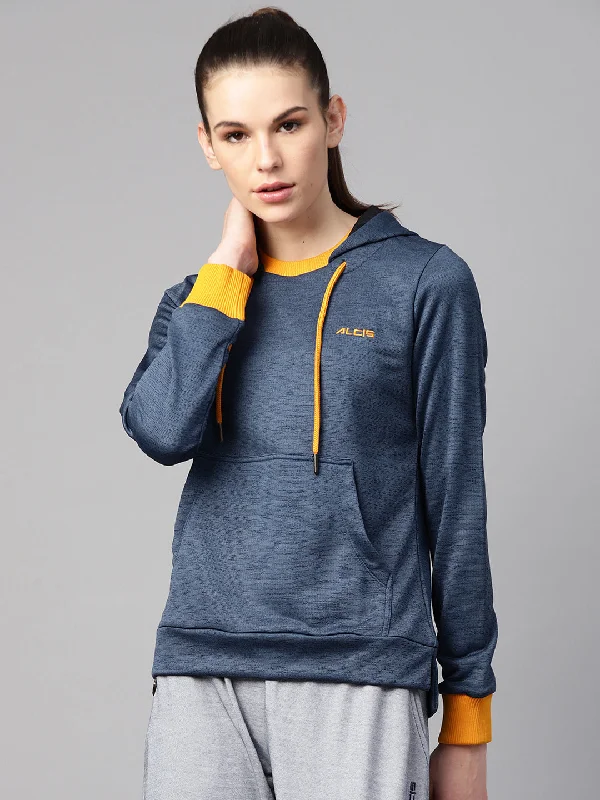 Alcis Women Navy Blue Self Design Hooded Sweatshirt Hoodie with Zipper Versatile Modern Alcis Women Navy Blue Self Design Hooded Sweatshirt Hoodie with Zipper Versatile Modern