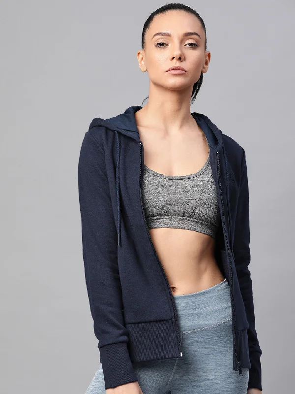 Alcis Women Navy Blue Solid Hooded Sweatshirt Hoodie with Puffed Sleeves Voluminous Trendy Alcis Women Navy Blue Solid Hooded Sweatshirt Hoodie with Puffed Sleeves Voluminous Trendy