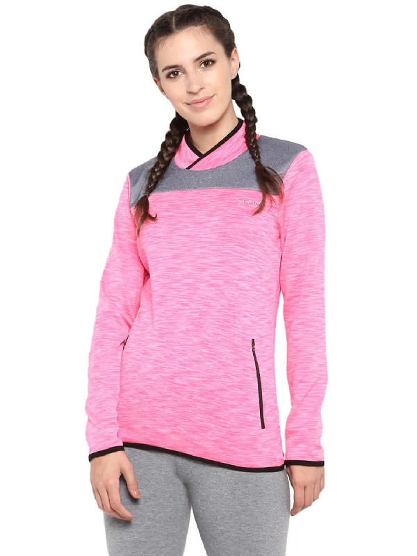 Alcis Women Pink Grey Colourblocked Sweatshirt Hoodie with Illustration Artistic Creative Alcis Women Pink Grey Colourblocked Sweatshirt Hoodie with Illustration Artistic Creative
