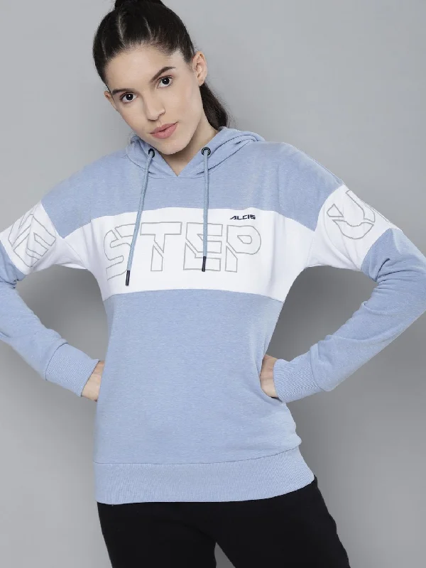 Alcis Women Printed Blue Sweatshirts Hoodie with Illustration Artistic Creative