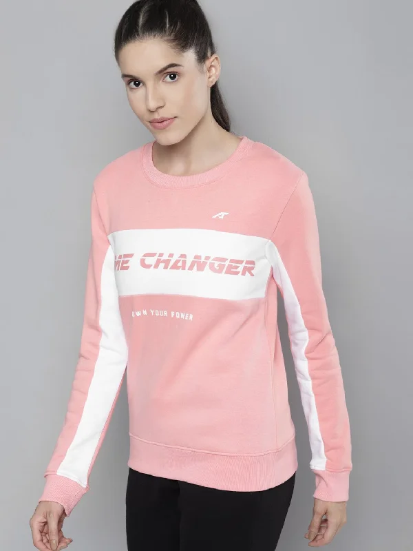 Alcis Women Printed Peach Sweatshirts Graphic Hoodie Design Print