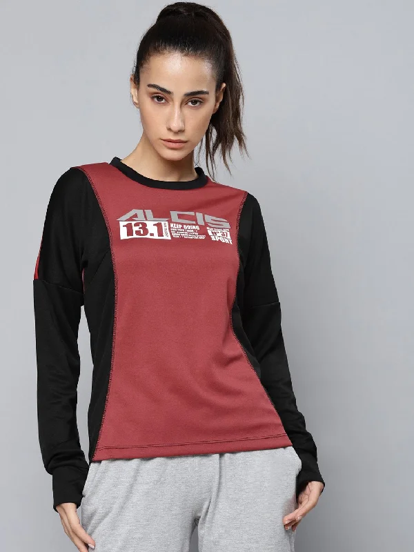Alcis Women Red Brand Logo Print Running Sweatshirt Hoodie with Velcro Closure Adjustable Secure Alcis Women Red Brand Logo Print Running Sweatshirt Hoodie with Velcro Closure Adjustable Secure