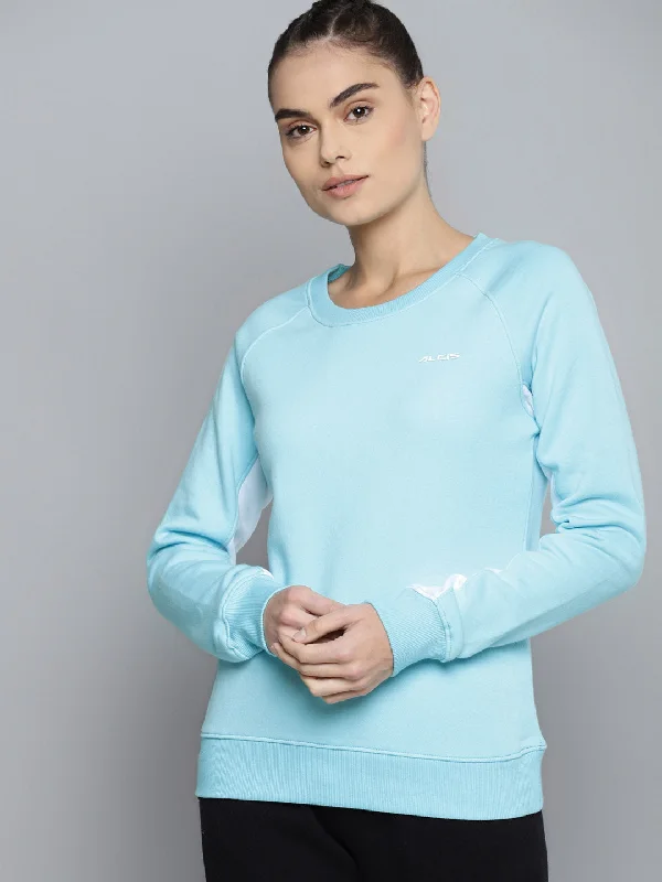 Alcis Women Solid Blue Sweatshirts Hoodie with Strings Custom Fit Adjustable