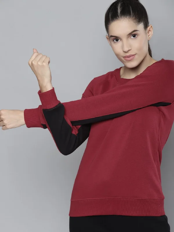 Alcis Women Solid Maroon Sweatshirts Hoodie with High-Low Hem Asymmetrical Trendy