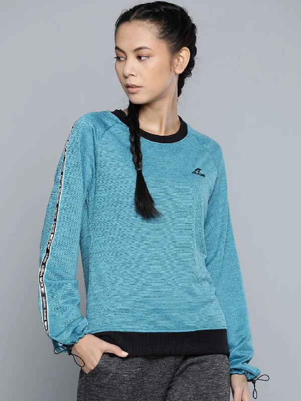 Alcis Women Teal Blue Black Self-Design Sweatshirt Hoodie with Oversized Fit Loose Comfortable Alcis Women Teal Blue Black Self-Design Sweatshirt Hoodie with Oversized Fit Loose Comfortable