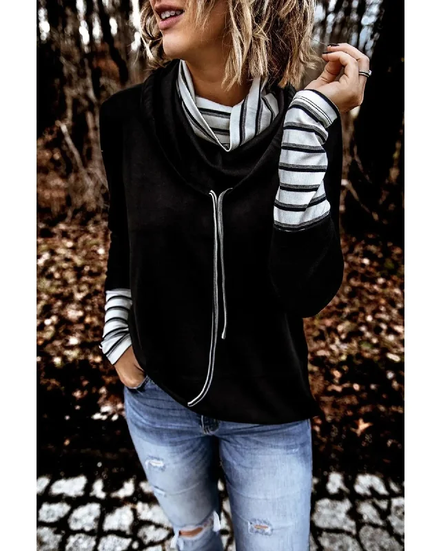Azura Exchange High Neck Striped Sweatshirt - S Hoodie with Ribbed Cuffs Snug Fit Comfort Azura Exchange High Neck Striped Sweatshirt - S Hoodie with Ribbed Cuffs Snug Fit Comfort