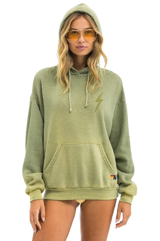 BOLT STITCH 2  RELAXED PULLOVER HOODIE - FADED ARMY Hoodie with Hem Lace Feminine Delicate