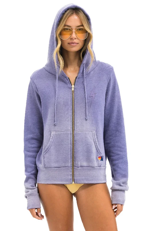 BOLT STITCH 2 ZIP HOODIE - FADED GRAPE Cotton Hoodie Fleece Lining Warmth
