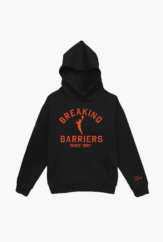 Breaking Barriers Heavyweight Hoodie - Black Hoodie with Front Slit Layering Stylish Breaking Barriers Heavyweight Hoodie - Black Hoodie with Front Slit Layering Stylish