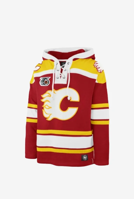 Calgary Flames Retro Freeze '47 Lacer Hoodie Hoodie with Back Slit Movement Comfort