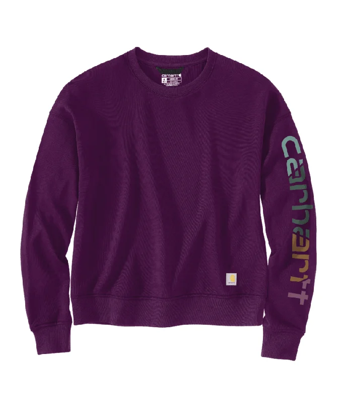 TENCEL Fiber Series Loose Fit Sleeve Graphic Sweatshirt - Eggplant Hoodie with Embroidery Detailed Premium
