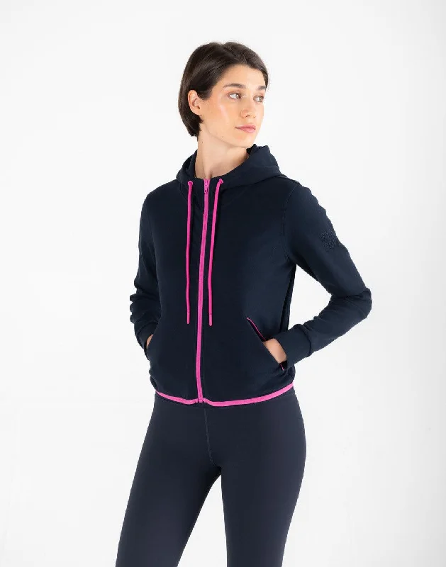 Chill Zip Crop Hoodie in Obsidian Hoodie with Hem Applique Textured Unique