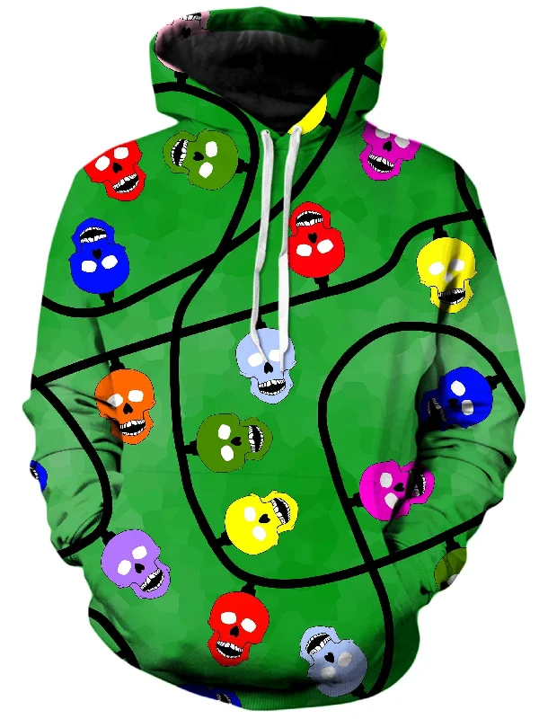 Christmas Skulls Green Unisex Hoodie Hoodie with Hem Contrast Bold Stylish