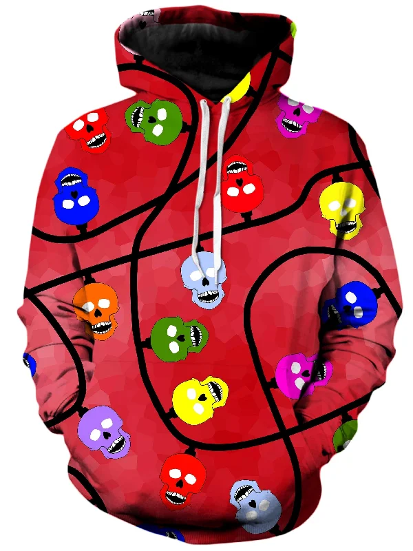 Christmas Skulls Red Unisex Hoodie Zip Hoodie Drawstring Kangaroo Pocket