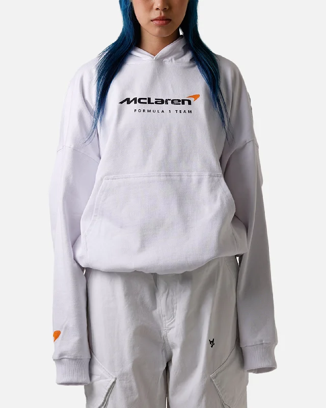 Culture Kings X Mclaren 'Las Vegas Grand Prix 2024' Piastri And Norris Hoodie White Hoodie with Contrast Stitching Detailed Premium