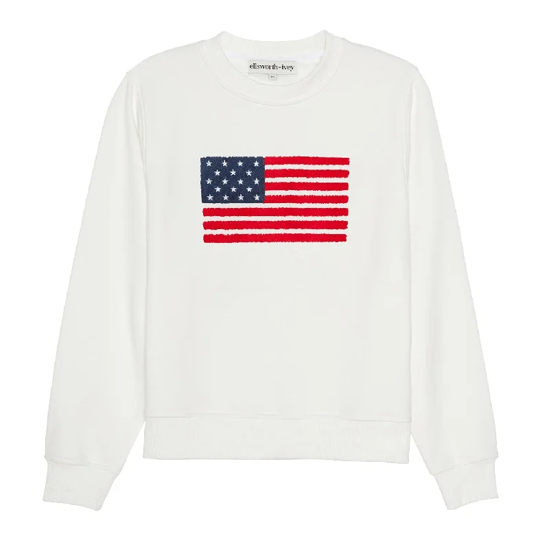 Ellsworth+Ivey Women's American Flag Sweatshirt Hoodie with Zipper Versatile Modern
