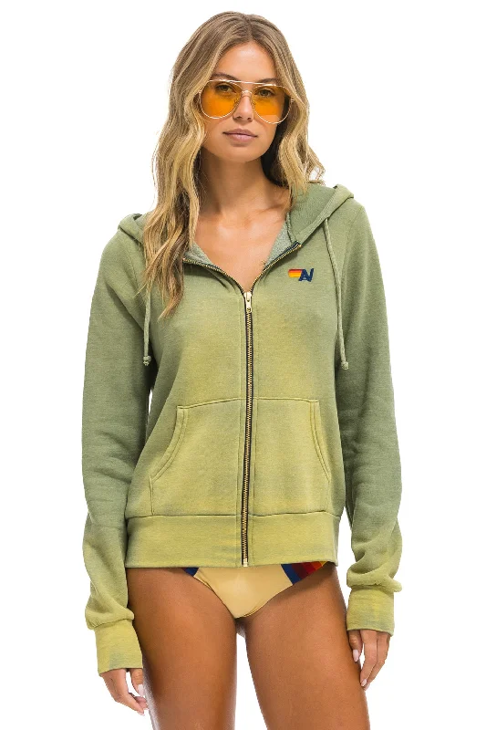 ESSENTIAL ZIP HOODIE - FADED ARMY Hoodie with Pocket Utility Practical