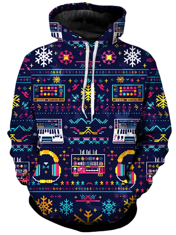Glitchmas Groove Unisex Hoodie Hoodie with Thumb Holes Functional Cozy