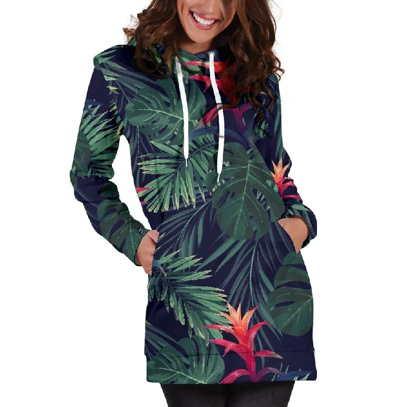 Hawaiian Palm Leaves Pattern Print Pullover Hoodie Dress Hoodie Jacket Zipper Layering Hawaiian Palm Leaves Pattern Print Pullover Hoodie Dress Hoodie Jacket Zipper Layering