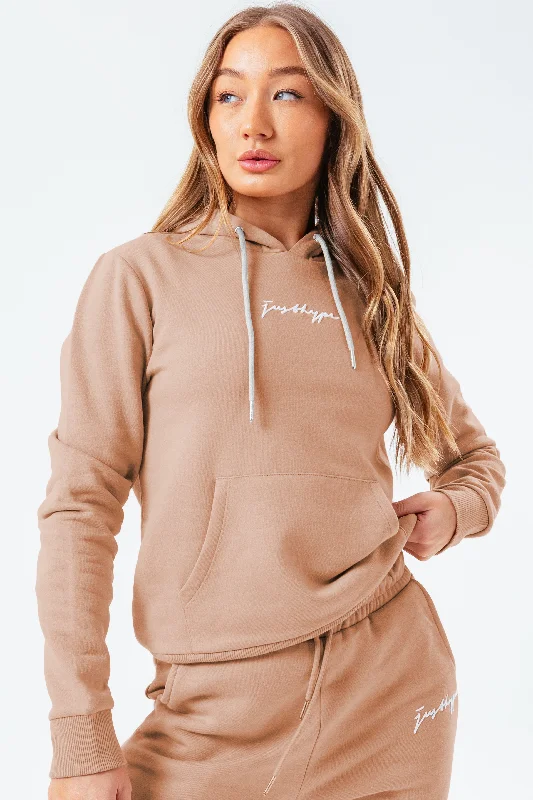 Hype Womens Tan Scribble Hoodie Hoodie with Relaxed Fit Easy Casual