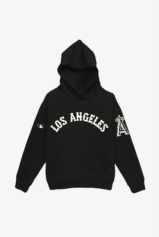 Los Angeles Angels Essential Heavyweight Hoodie - Black Hoodie with Print Artistic Unique Los Angeles Angels Essential Heavyweight Hoodie - Black Hoodie with Print Artistic Unique