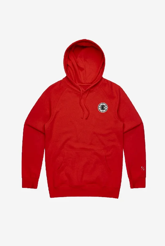 Los Angeles Clippers Logo Hoodie - Red Hoodie with Ribbed Cuffs Snug Fit Comfort