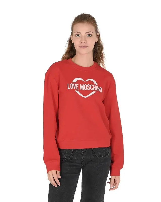 Love Moschino Cotton Sweatshirt with Inlay Detail - 42 EU Hoodie with Applique Textured Unique Love Moschino Cotton Sweatshirt with Inlay Detail - 42 EU Hoodie with Applique Textured Unique