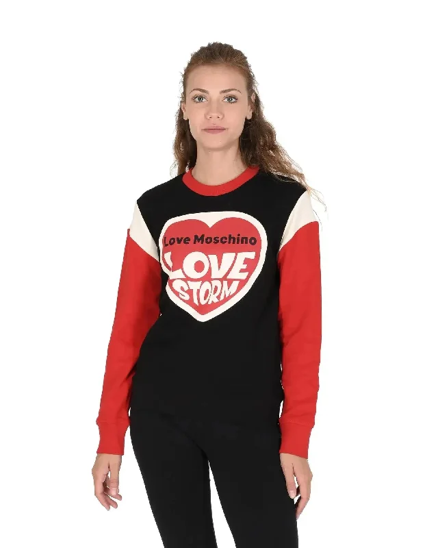 Love Moschino Cotton Sweatshirt - 42 EU Hoodie with Half-Zip Sporty Casual
