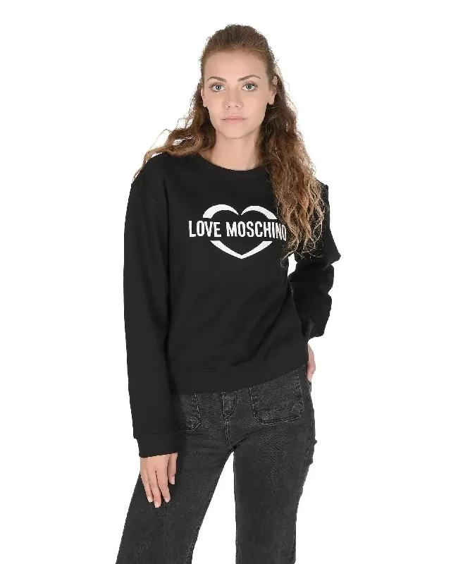 Love Moschino Cotton Sweatshirt with Inlay - 40 EU Hoodie with Earth Tones Natural Calm