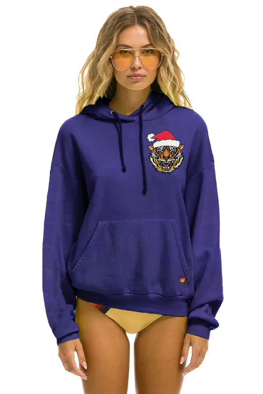 MEMBER EXCLUSIVE SANTA TIGER RELAXED PULLOVER HOODIE - PURPLE Hoodie with Slim Fit Tailored Modern MEMBER EXCLUSIVE SANTA TIGER RELAXED PULLOVER HOODIE - PURPLE Hoodie with Slim Fit Tailored Modern