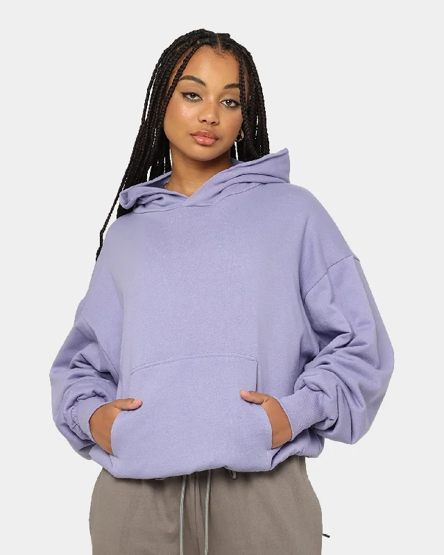 MNML Double Layer Hoodie Purple Hoodie with Button Placket Classic Preppy