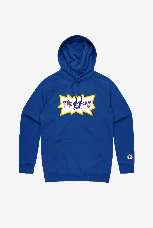 NBA x Rugrats Dallas Mavericks Hoodie - Royal Hoodie with Turtle Neck Cozy Winter