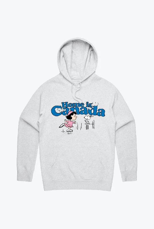 P/C x Peanuts Home is Canada Hoodie - Ash Hoodie with Raw Hem Edgy Unfinished