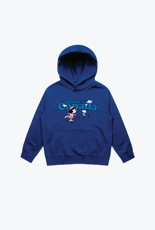 P/C x Peanuts Home is Canada Lucy Kids Hoodie - Royal Hoodie with Hem Elastic Stretchable Comfortable