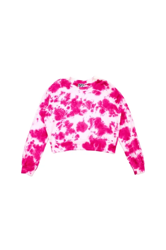 Pam & Gela - Tie Dye Sweatshirt Hoodie with Hem Lace Feminine Delicate