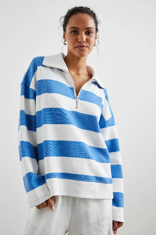 PARKER SWEATSHIRT - OCEAN RUGBY STRIPE Hoodie with Full-Zip Functional Layering
