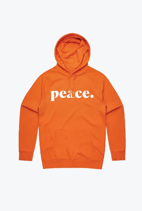 Peace Hoodie - Orange Cotton Hoodie Fleece Lining Warmth