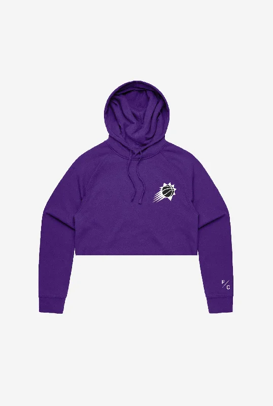 Phoenix Suns Logo Cropped Hoodie - Purple Hoodie with Set-In Sleeves Structured Classic Phoenix Suns Logo Cropped Hoodie - Purple Hoodie with Set-In Sleeves Structured Classic