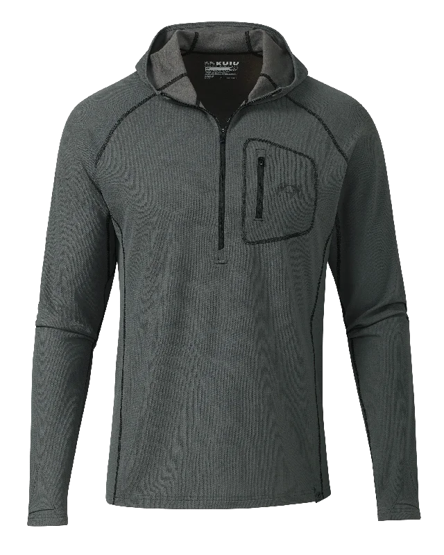 PRO Merino 200 Zip-T Hoodie | Gunmetal Hoodie with Emblem Brand Identity