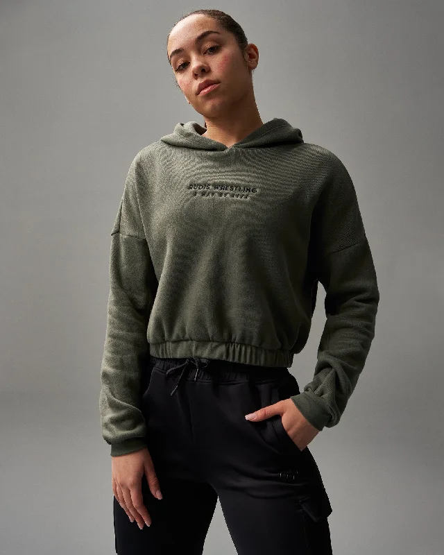 RUDIS Cinched Women's Crop Hoodie Hoodie with Zipper Versatile Modern
