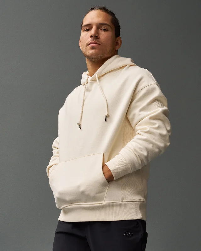 RUDIS Titan Heavyweight Fleece Hoodie - Cream Hoodie with Zipper Placket Modern Functional RUDIS Titan Heavyweight Fleece Hoodie - Cream Hoodie with Zipper Placket Modern Functional