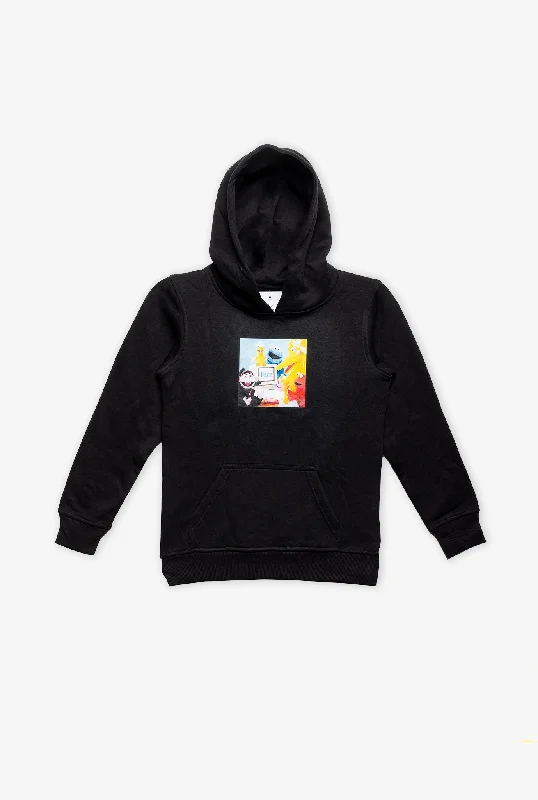 Sesame Street Kids Computer Hoodie - Black Hoodie with Emblem Brand Identity