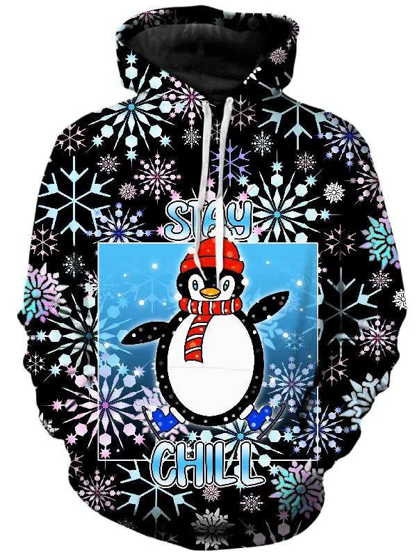 Stay Chill Winter Penguin Unisex Hoodie Hoodie with Monochrome Minimalist Simple