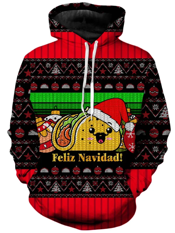 Taco Christmas Unisex Hoodie Hoodie with High-Low Hem Asymmetrical Trendy