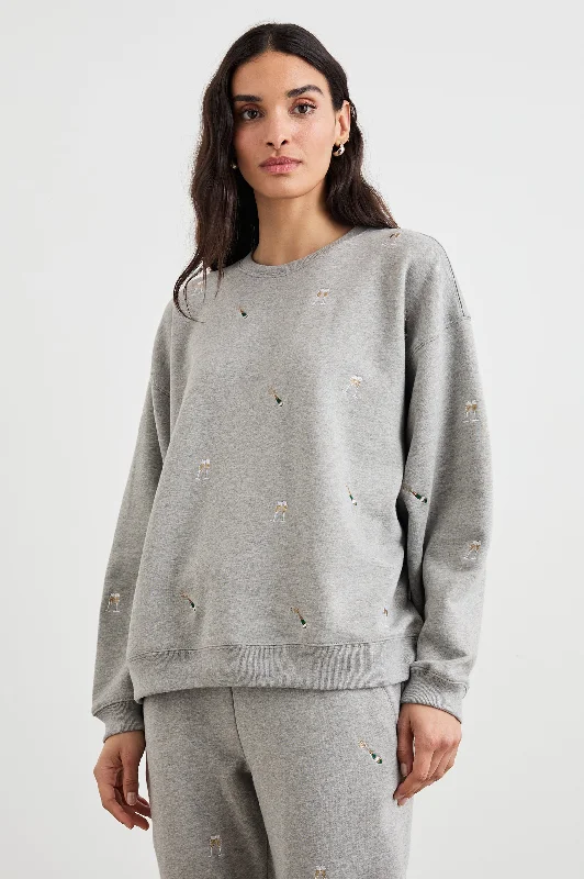 THE VARSITY SWEATSHIRT - CHAMPAGNE EMBROIDERY Hoodie with Button Classic Timeless