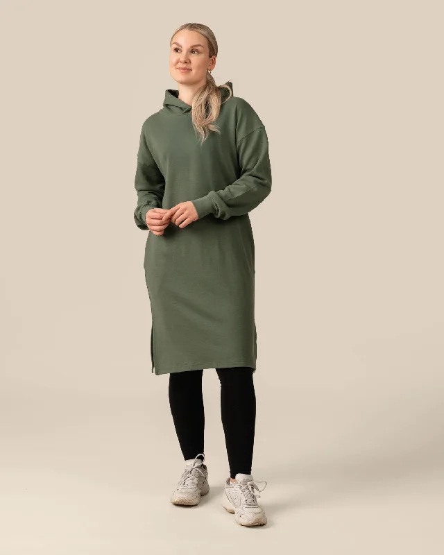 Toive Hoodie Dress Sage Green Hoodie with Lining Warm Insulated