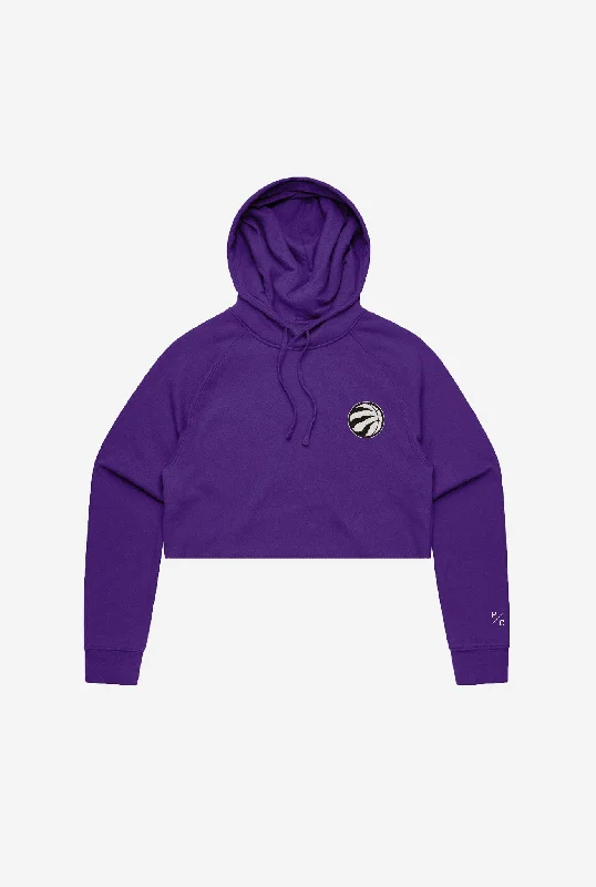 Toronto Raptors Logo Cropped Hoodie - Purple Hoodie with Crew Neck Simple Timeless