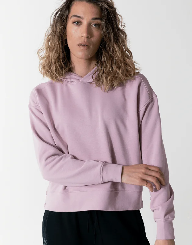 Side Snap Crop Hoodie in Pale Pink Hoodie with Reflective Safety Nightwear