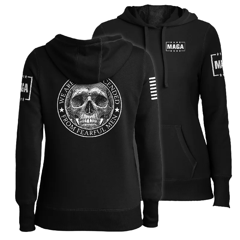 We are not Descended Skull Ladies Hoodie Hoodie with Front Slit Layering Stylish